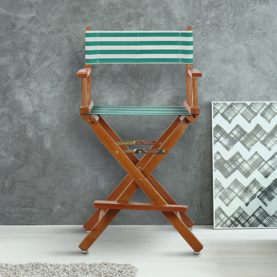 24" Director's Chair Honey Oak Frame-Teal Cabana - 23"W x 19"D x 39.5"H