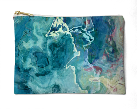 Aqua Art Makeup Bag, Pencil Case Or Cosmetic Abstract Make Up Pouch For Bridesmaid Gift, Cool As A Cucumber