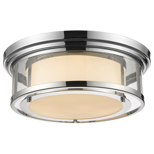 Avery Home Lighting Luna 3-light Chrome with Matte Opal Glass Shade Flush Mount - Silver