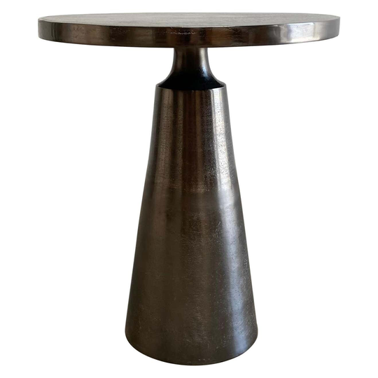 Modern Style Side Table in Antique Pewter With Aged Patina