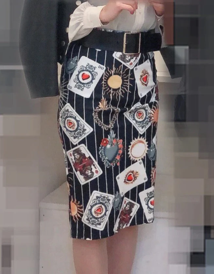 High Stretch Personality Playing Card Printed Midi Slip Hip Skirt/Fashion Pencil Skirt/ Gift For Women/ Motherday Gift/ Her