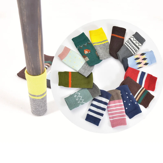 Chair Legs Socks Colorful Protectors Feet Pads Elastic Floor Leg Covers Furniture Caps, Wool Knitted Booties