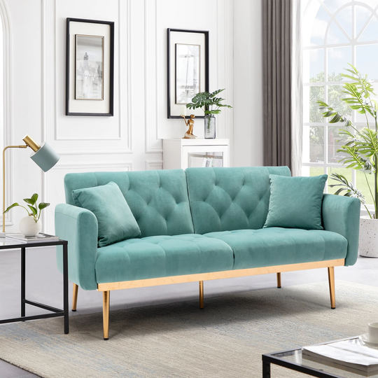63.78" Loveseat Sofa Velvet Upholstered Convertible Futon Sofa & Sofa Bed
