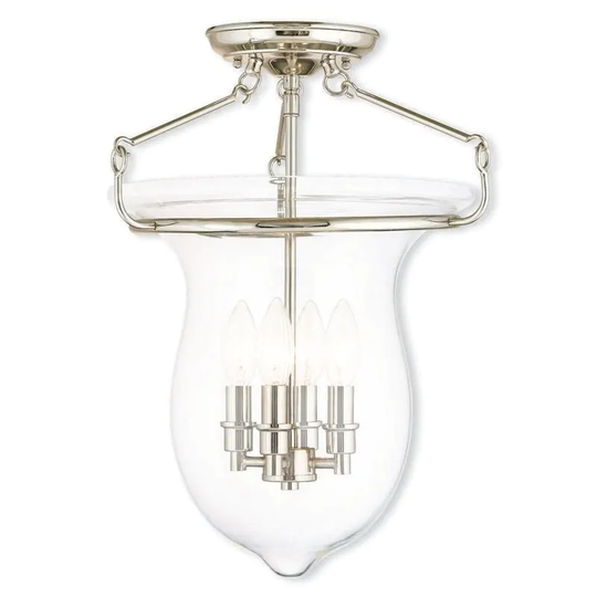 Livex Lighting Canterbury 4 Light Polished Nickel Ceiling Mount - Silver
