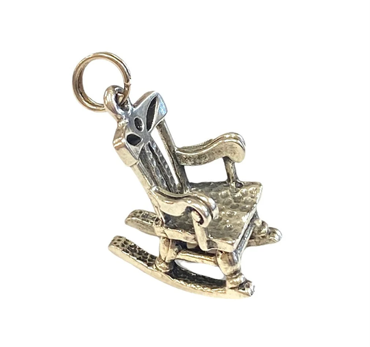 1970S Vintage Rocking Chair Charm in Sterling Silver