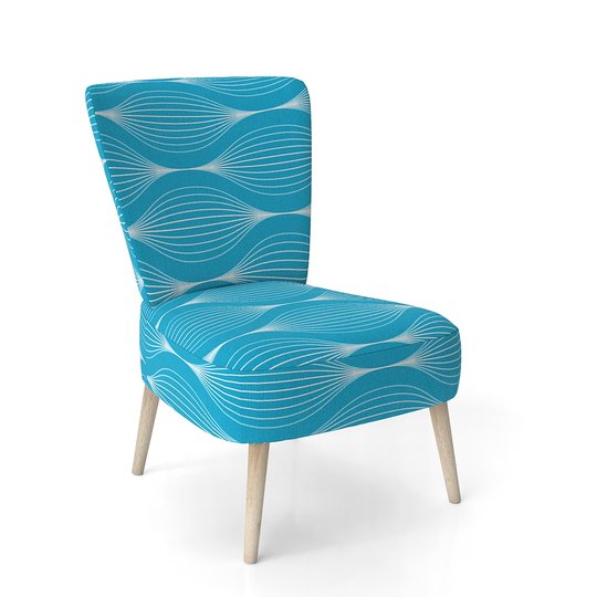 Designart 'Light Blue Wave Pattern' Upholstered Mid-Century Accent Chair