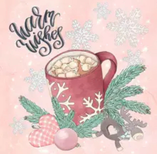 Us Shipping, Small 20x20cm Festive Christmas Holiday Drink Diamond Painting Kit. Square Drills, Full Drill