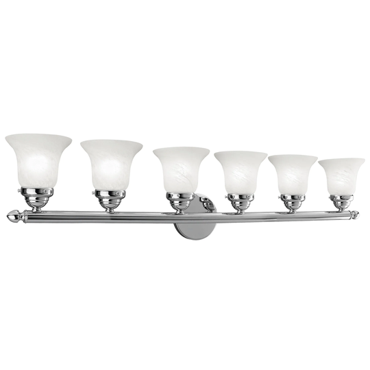 Livex Lighting Neptune Polished Chrome Steel/Alabaster Glass 6-light Bath Light