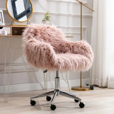 Modern Faux Fur Home Office Chair, Fluffy Chair For Girls, Makeup Vanity Chair
