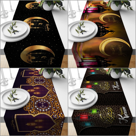 Islamic Table Runner|Ramadan Kareem Tablecloth|Mystic Design Decor|Ramadan Home Decor|Gift For Muslim Friends|Authentic Motif Runner