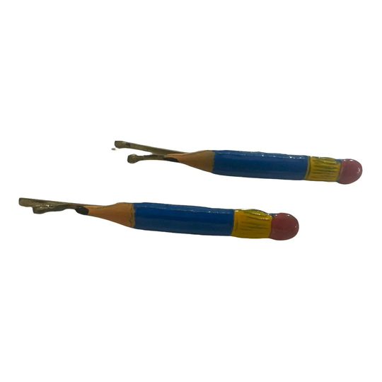 1960's Vintage Blue Pencil Bobby Pins, Teacher Gift