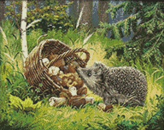 Hedgehog Diamond Painting Set By Wizardi. Forest Wd079 Art Kit. Large Kit