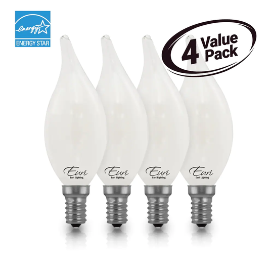 Euri Lighting Dimmable LED BA10 Flame Tip Filament, 4.5W (50W Equiv) 450lm 80 CRI Warm White (2700K)