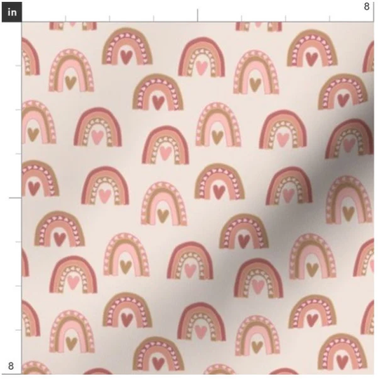 Hearts & Rainbows Fabric By The Yard | Pink Rainbow Heart Made To Order
