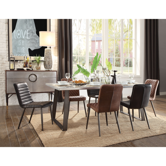 ACME Kaylia Dining Table in Aluminum and Gunmetal