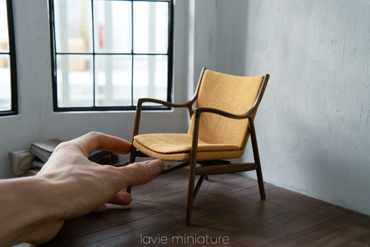 Chair 45 Miniature | Yellow 16 Scale - Furniture Miniatures For Doll, Bjd Roombox, Vintage Dollhouse, Ooak Doll