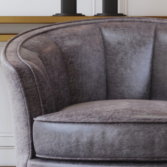 PU Leather Tub Barrel Chair Leisure Accent Chair Upholstered Arm Club Chair