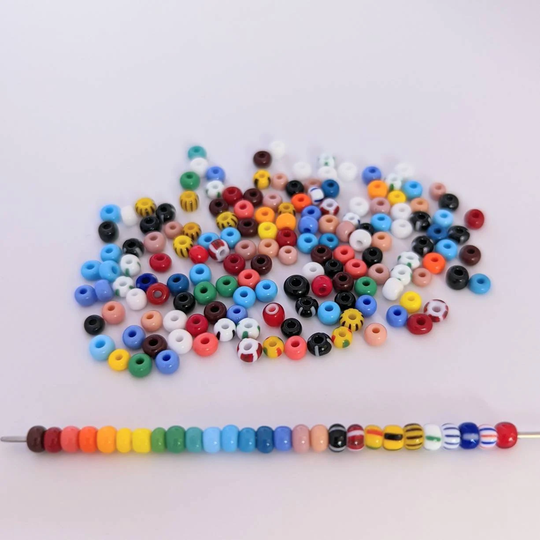 Rainbow Mixed Colors Striped Cheyenne Pink Coral White Heart Czech Size 6/0 Opaque Glass Seed Pony Beads Rocailles 10 Grams