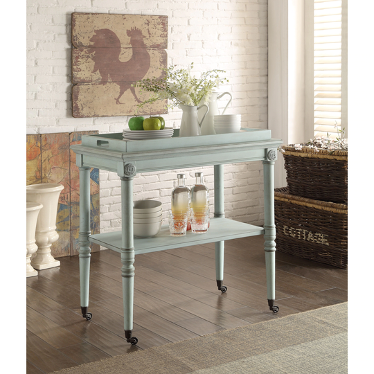 Aoolive Living Room Console Table Tray Table in Antique Green