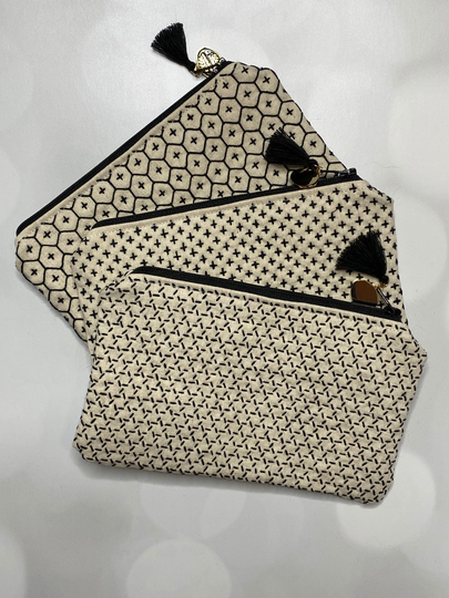 Black Sashiko Zipper Bag
