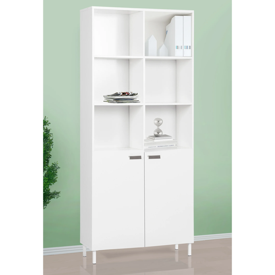 Saint Birch Miami White Wood Grain 10-cube Bookcase with 2 Doors