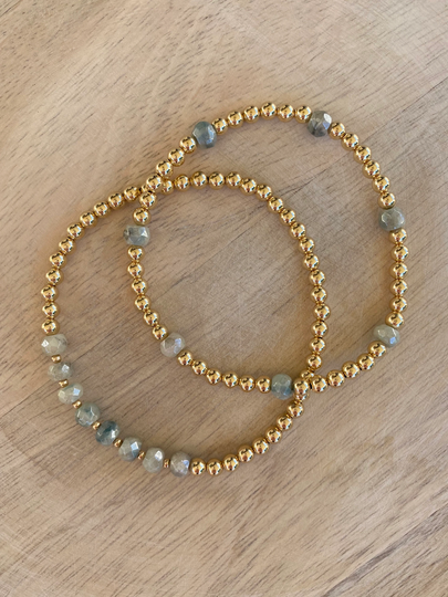 Silverite Beaded Bracelet Gold Filled Stretch