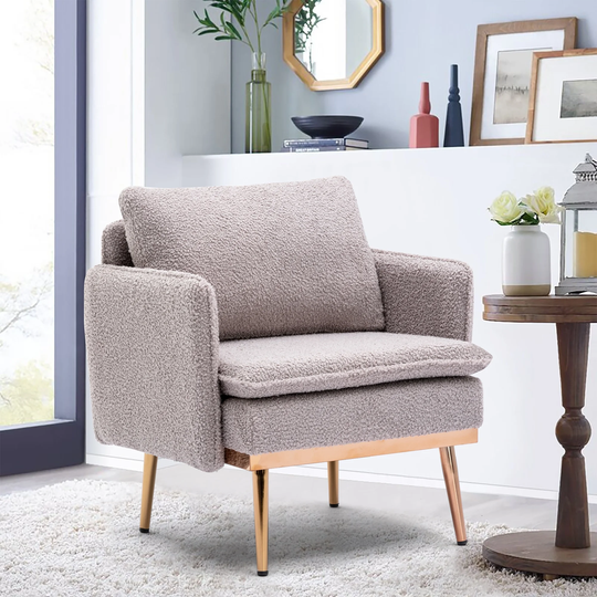 Modern Tufted Accent Chair with Cushions and Polished legs