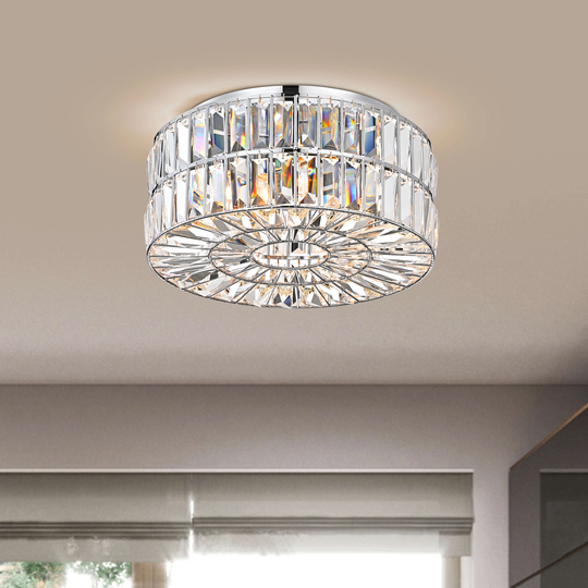 Justina 4-Light Chrome Crystal Glass Prism Flush Mount