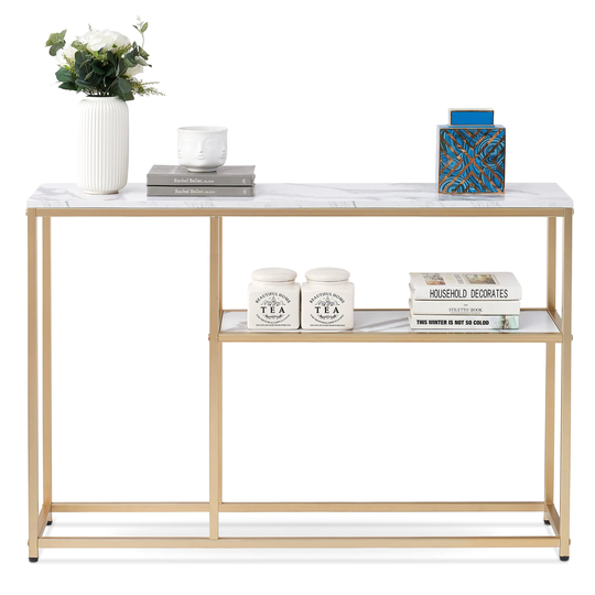 Mcombo Narrow Console Table, Sofa Table Small TV Entryway Table with Storage Shelf, Buffet Table for Hallway Living Room
