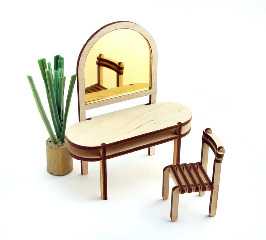 116 Scale Getaway Vanity & Chair - Modern Miniature Furniture Kit