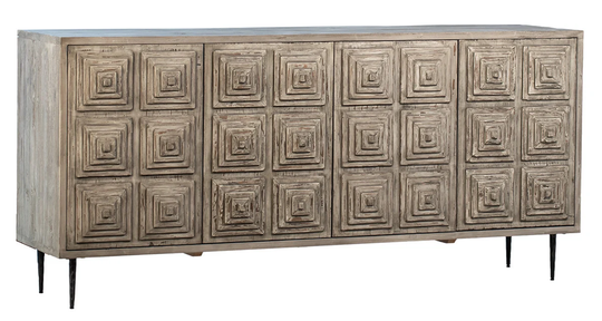 Beautiful Reclaimed Wood W/Design Front Sideboard With Iron Base From Terra Nova Designs Los Angeles