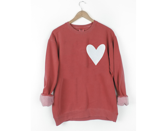 New Big Heart Comfort Colors Crewneck Sweatshirt Pullover // You Pick Color Size S-3xl