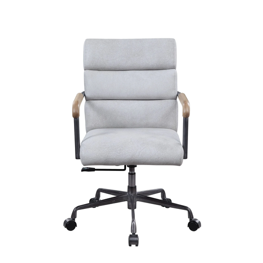 Office Chair with 360 Swivel and 5 Star Base, Vintage White and Brown