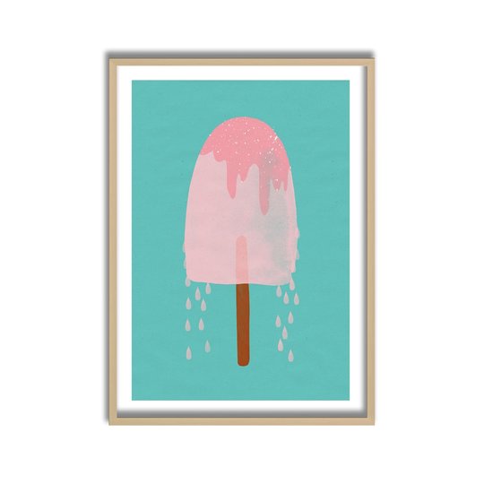 Kids Framed Art Print Yummy Ice Cream by Treechild - Multi-Color