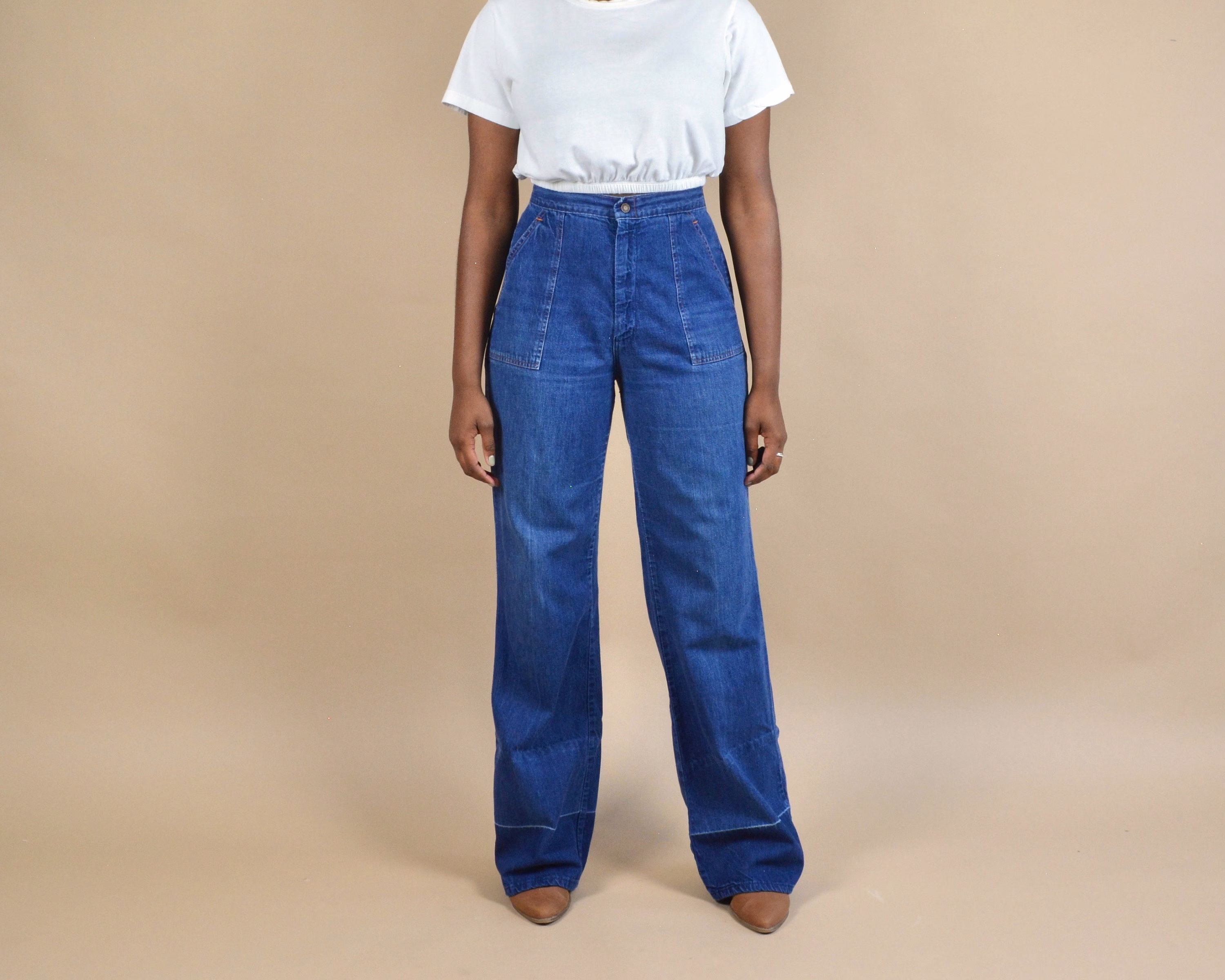 70S Size 29 High Rise Wide Leg Flare Vintage Denim Jeans