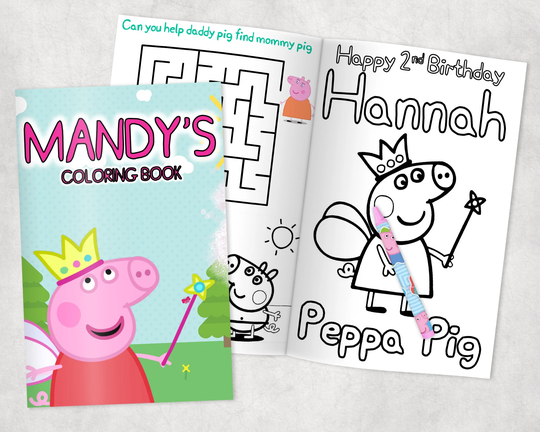 Peppa Pig Personalized Coloring Books - Custom Party Favors Thank You Gift Birthday Printed & Shipped- 12