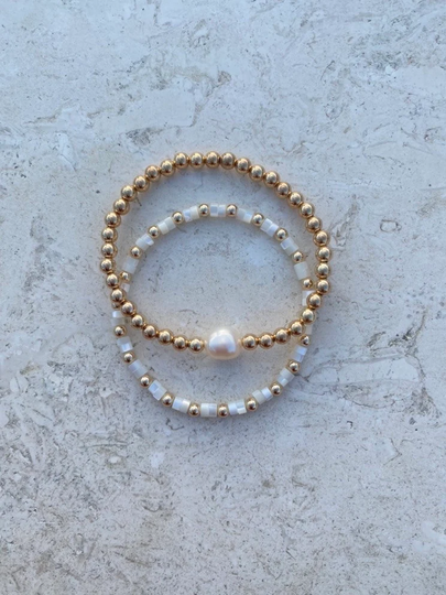 The Momi Bracelet | Choice Of Heishi Gemstone 4mm 14K Gold Filled Stretch