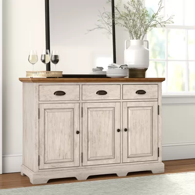 Tunstall 52" Wide 3 Drawer Rubberwood Sideboard