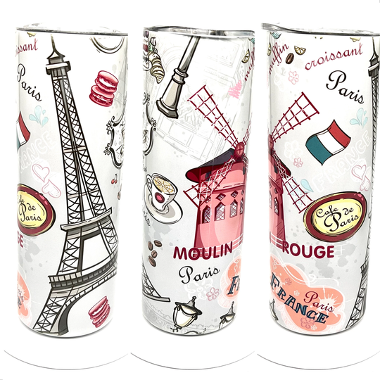 Paris Tumbler Cup, Color Changing Tumbler, With Lid Straw, Skinny Tumbler, Lover Gift, French Gift For Her, Straw Lid
