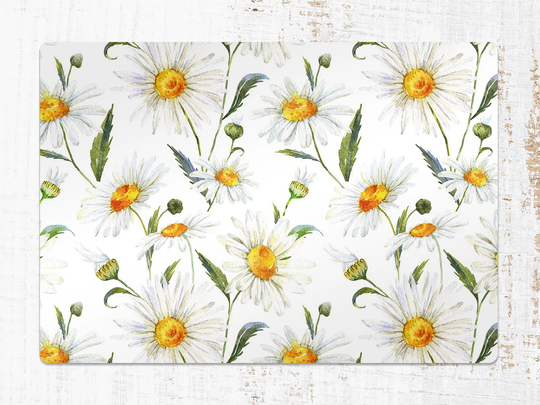 Gentle Chamomile Chair Mat, White Splat Green Vinyl Floor Daisy Protective Flooring, Housewarming Gift