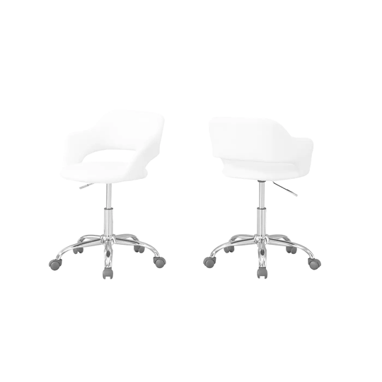 Office Chair, Adjustable Height, Swivel, Ergonomic, Armrests, Computer Desk, Work, Metal, Pu Leather Look, Chrome