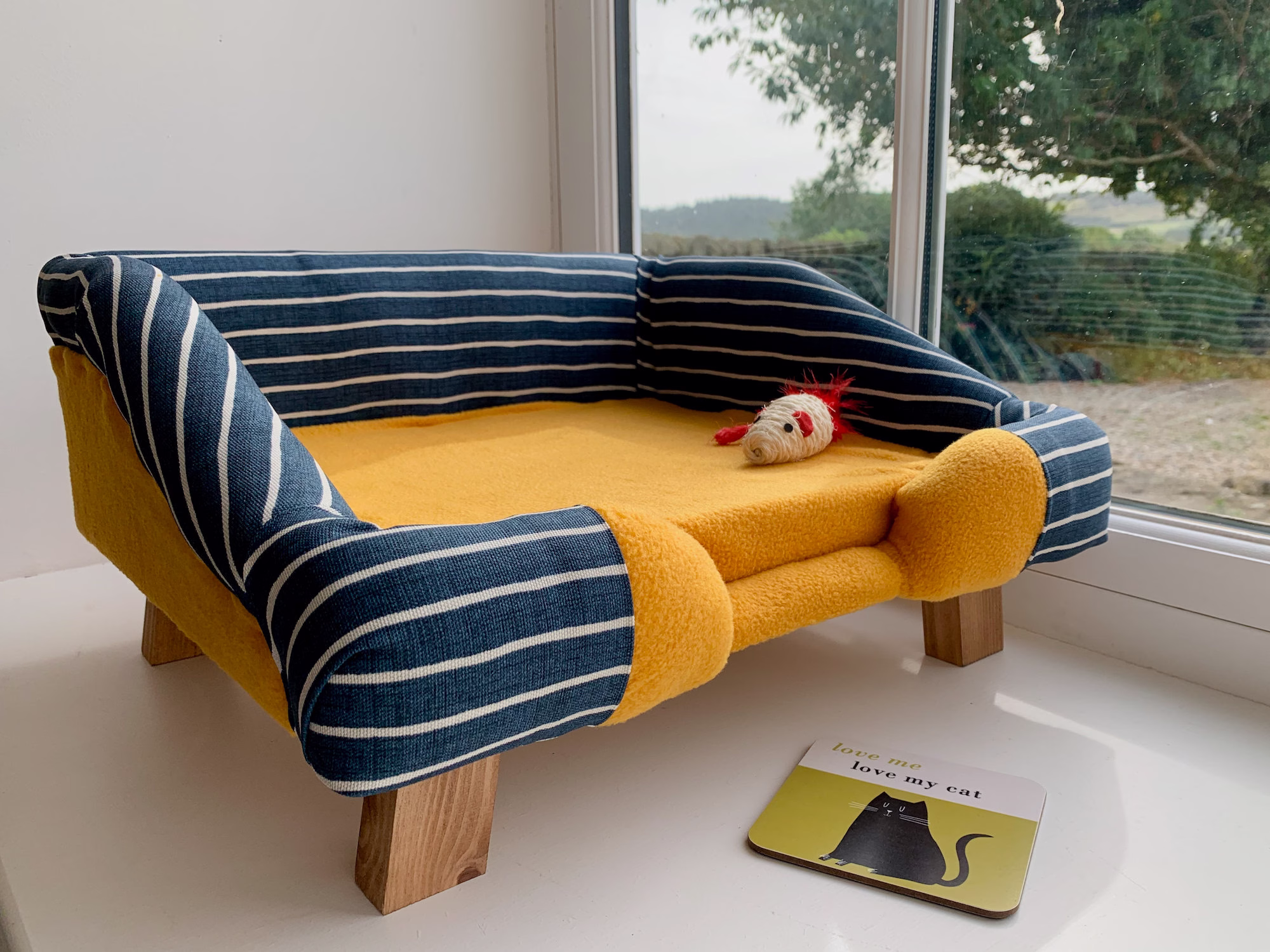 Blue Stripy Cat Sofa/Designer Bed The Purrrfect Bed