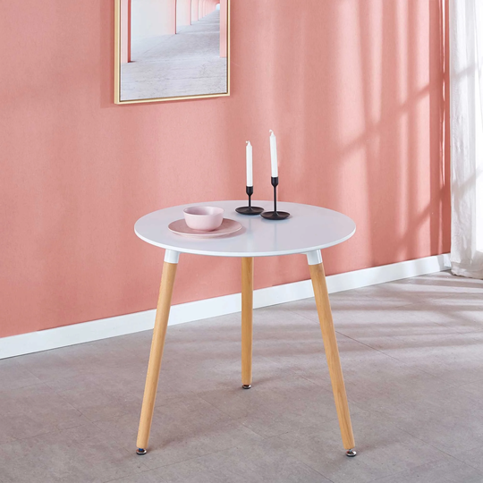 Mid-century Dining Table W/ Round Mdf Table Top, Pedestal Dining Table