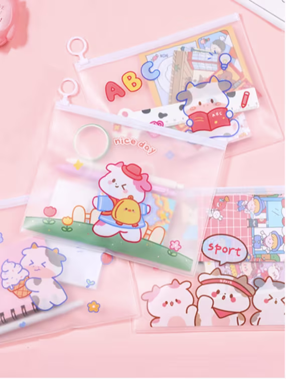 Kawaii Pencil Case, Pouch, Carry Bag, Makeup Travel Plastic Bag
