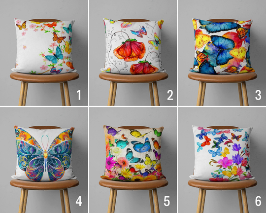 Vivid Butterfly Pillow Case, Colorful Vibrant Color Animal Cushion Cover, Bedroom Decor, Farmhouse Gift, Patio Decor