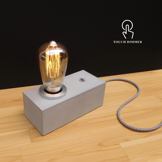 Concrete Table Lamp Dimmable, Modern Small Bedside Edison Beton Touch Lamp, Industrial Concrete Home Decor