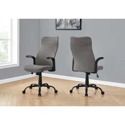 Office Chair, Adjustable Height, Swivel, Ergonomic, Armrests, Computer Desk, Grey, Black