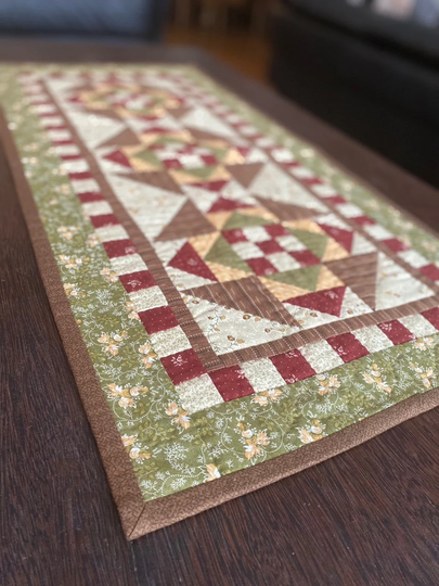 Hand-Quilted Table Runner 16" X 34"/ Apple River Antique Pattern Runner/ Classic Table Runner/ Handmade Home Deco