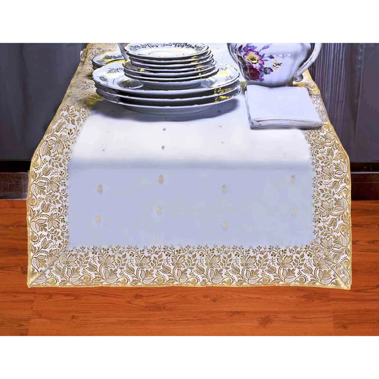 White Gold - Hand Crafted Table Runner (India)