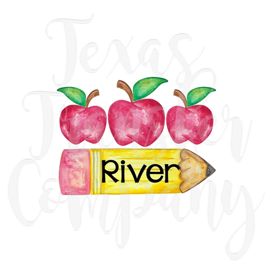 Back To School Pencils & Apple Sublimation Heat Transfer, Cotton Tshirt Boys Back Ready Press Transfer